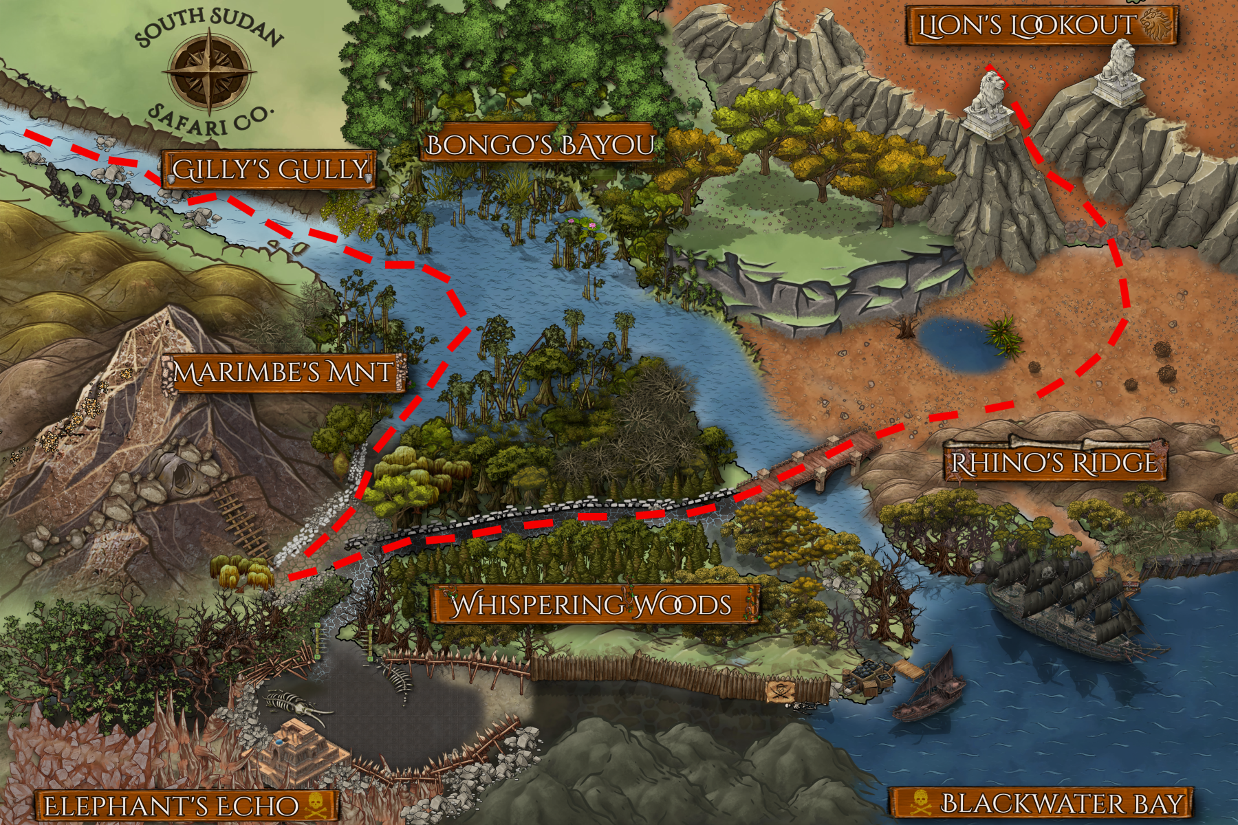 South Sudan Safari Co. Adventure Map